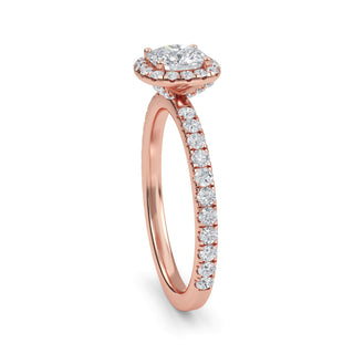 Cushion Cut Halo Pavé Engagement Ring 0.7 ct