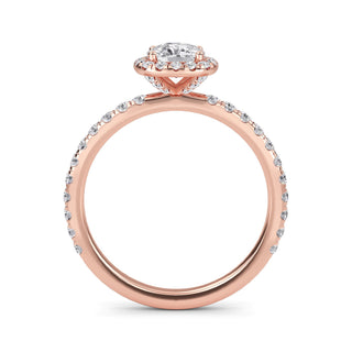 Cushion Cut Halo Pavé Engagement Ring 0.7 ct