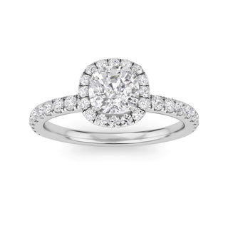 Cushion Cut Halo Pavé Engagement Ring 0.7 ct