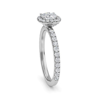 Cushion Cut Halo Pavé Engagement Ring 0.7 ct
