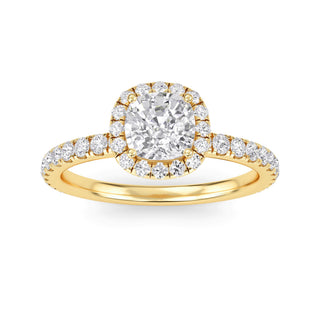 Cushion Cut Halo Pavé Engagement Ring 0.7 ct