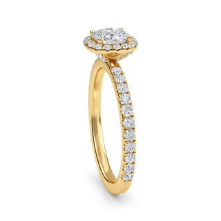 Cushion Cut Halo Pavé Engagement Ring 0.7 ct