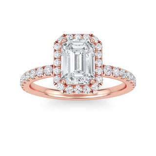 Emerald Cut Halo Pavé Engagement Ring 1.0 ct