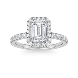 Emerald Cut Halo Pavé Engagement Ring 1.0 ct