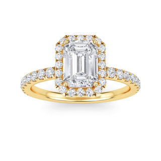 Emerald Cut Halo Pavé Engagement Ring 1.0 ct