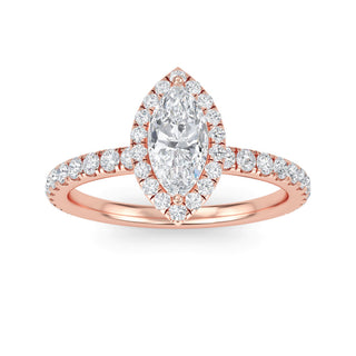 Marquise Cut Halo Pavé Engagement Ring 0.5 ct