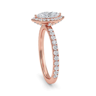 Marquise Cut Halo Pavé Engagement Ring 0.5 ct