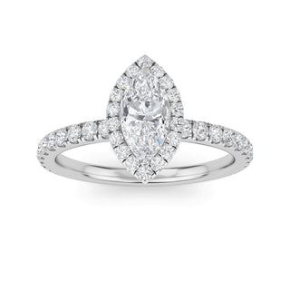 Marquise Cut Halo Pavé Engagement Ring 0.5 ct