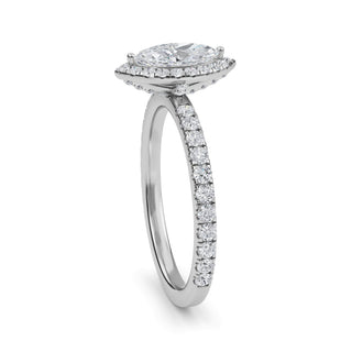 Marquise Cut Halo Pavé Engagement Ring 0.5 ct