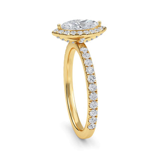 Marquise Cut Halo Pavé Engagement Ring 0.5 ct