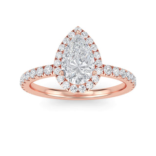 Pear Cut Halo Pavé Engagement Ring 1.0 ct