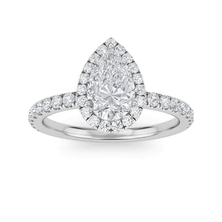Pear Cut Halo Pavé Engagement Ring 1.0 ct