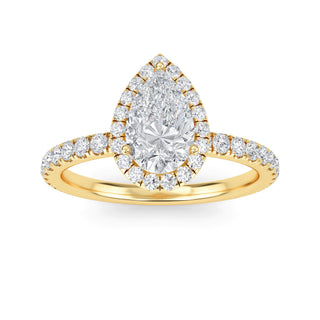 Pear Cut Halo Pavé Engagement Ring 1.0 ct