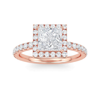 Princess Cut Halo Pavé Engagement Ring 1.0 ct