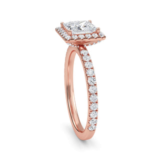 Princess Cut Halo Pavé Engagement Ring 1.0 ct