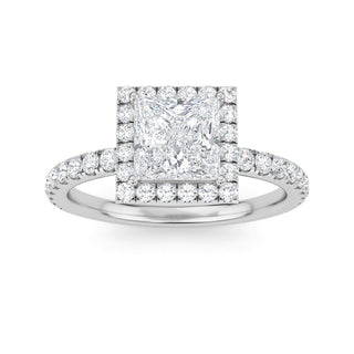 Princess Cut Halo Pavé Engagement Ring 1.0 ct