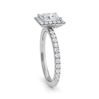 Princess Cut Halo Pavé Engagement Ring 1.0 ct