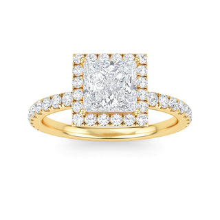 Princess Cut Halo Pavé Engagement Ring 1.0 ct