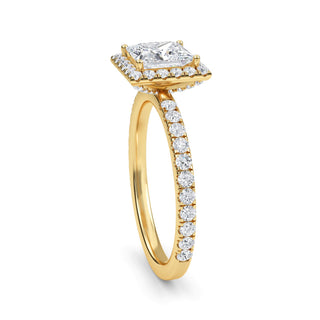 Princess Cut Halo Pavé Engagement Ring 1.0 ct