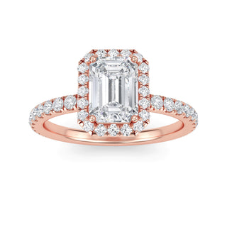 Emerald Cut Classic Halo Pavé Engagement Ring 1.0 ct