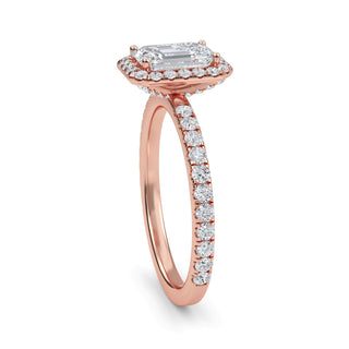 Emerald Cut Classic Halo Pavé Engagement Ring 1.0 ct