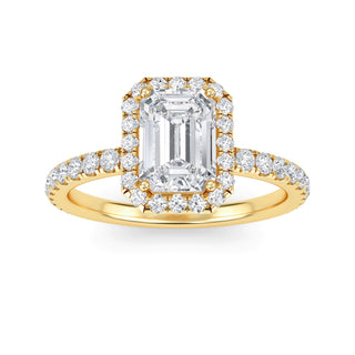 Emerald Cut Classic Halo Pavé Engagement Ring 1.0 ct