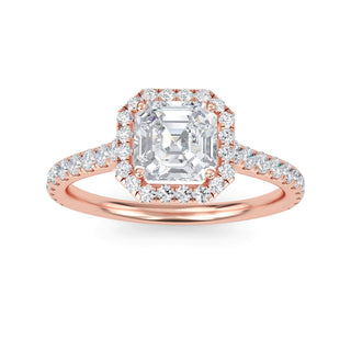 Asscher Cut Halo Refined Pavé Engagement Ring 1.0 ct