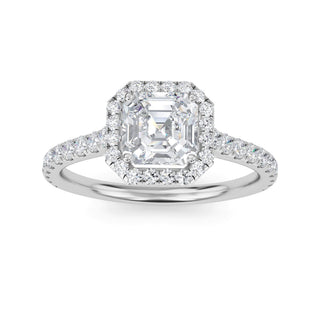 Asscher Cut Halo Refined Pavé Engagement Ring 1.0 ct
