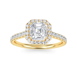 Asscher Cut Halo Refined Pavé Engagement Ring 1.0 ct