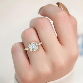 Asscher Cut Halo Refined Pavé Engagement Ring 1.0 ct