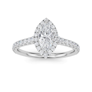Marquise Cut Elegant Halo Pavé Engagement Ring 0.5 ct
