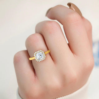 Asscher Cut Halo Cathedral Engagement Ring 1.0 ct