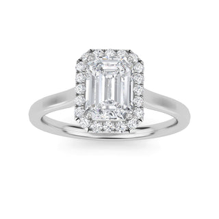 Emerald Cut Halo Cathedral Engagement Ring 1.0 ct