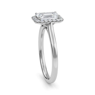 Emerald Cut Halo Cathedral Engagement Ring 1.0 ct