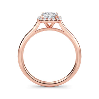 Emerald Cut Halo Cathedral Engagement Ring 1.0 ct