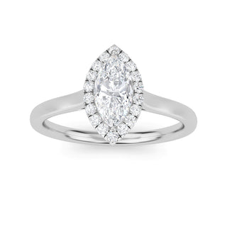 Marquise Cut Halo Cathedral Engagement Ring 0.5 ct