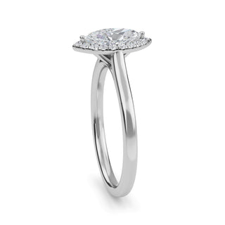 Marquise Cut Halo Cathedral Engagement Ring 0.5 ct