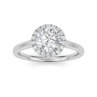 Round Cut Halo Elevated Cathedral Engagement Ring 0.8 ct
