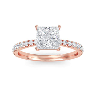 Princess Cut Refined Pavé Engagement Ring 1.0 ct