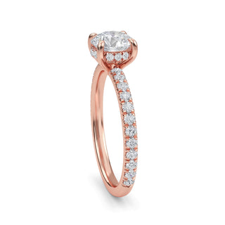 Round Cut Petite Pavé Engagement Ring 0.9 ct