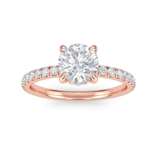 Round Cut Petite Pavé Engagement Ring 0.9 ct