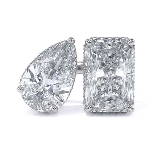 Two-Stone Pear and Emerald Cut Engagement Ring with Pavé Accents