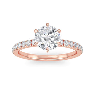 Round Classic Solitaire Pavé Engagement Ring 1.0 ct
