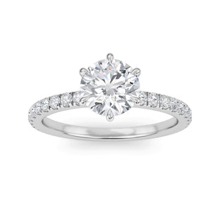 Round Classic Solitaire Pavé Engagement Ring 1.0 ct