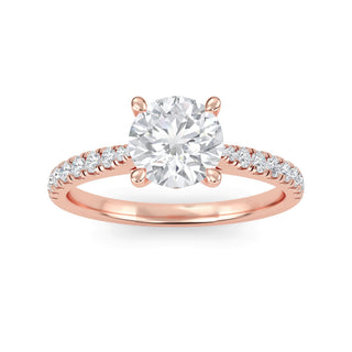 Round French Pavé Engagement Ring 0.6 ct