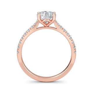 Round French Pavé Engagement Ring 0.6 ct