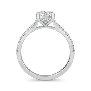 Round French Pavé Engagement Ring 0.6 ct
