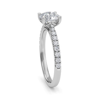 Round French Pavé Engagement Ring 0.6 ct