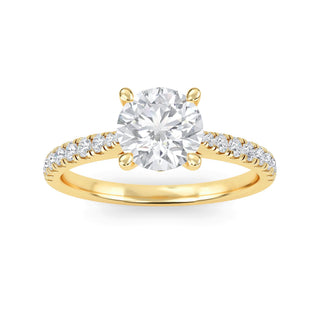 Round French Pavé Engagement Ring 0.6 ct