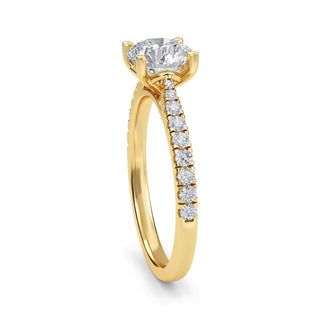 Round French Pavé Engagement Ring 0.6 ct